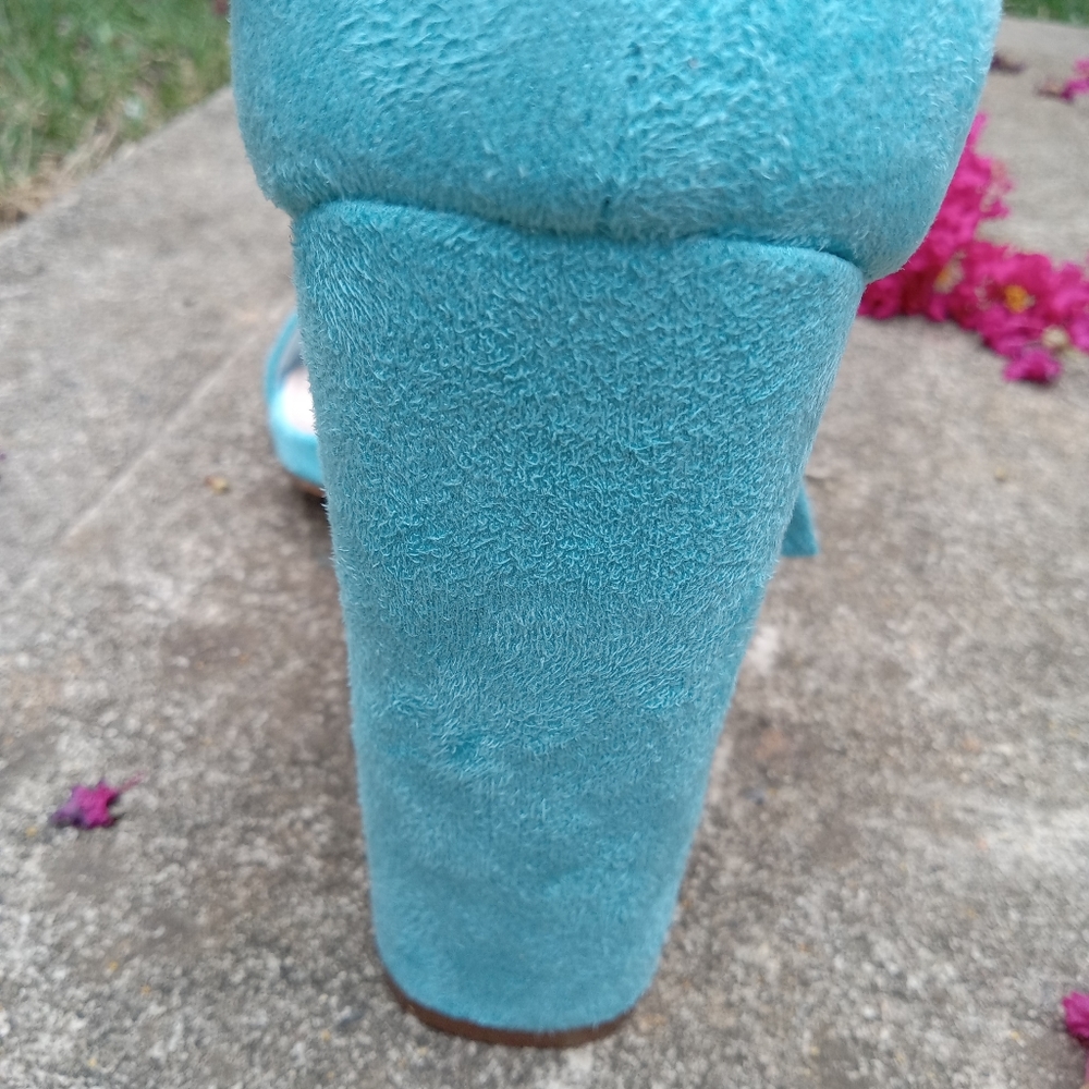 Blue Wrap Up Block Heel - Picture 7 of 7